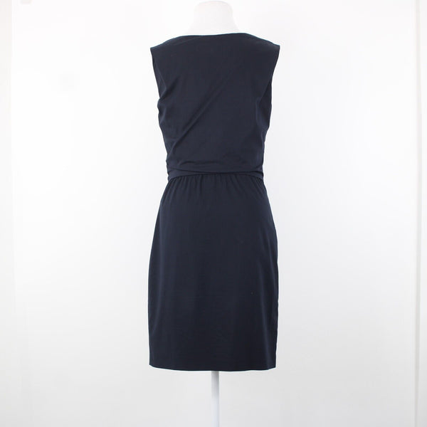 Diane Von Furstenberg Sz 6 Navy Blue Ruched Tie Sleeveless Cotton Poly Dress