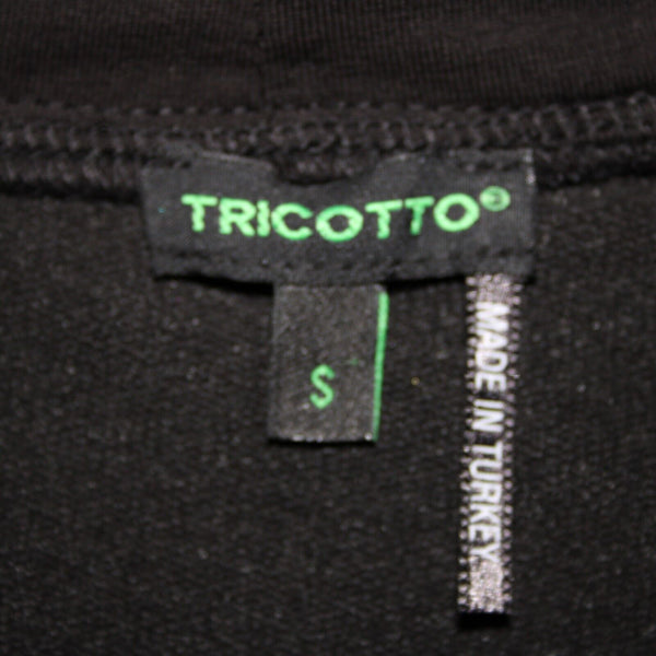 Tricotto Sz S Black Silver Sequin Pockets Zip Detail Cotton Polyester Dress