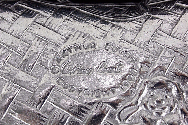 Arthur Court 8.25" x 3.5" Silver Basket Weave Rabbit Ornate Rectangular Tray