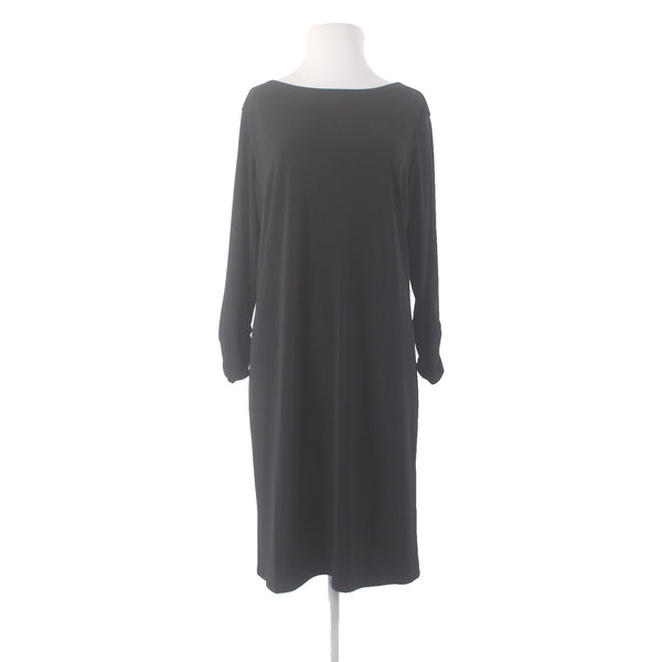 Chicos Dress Sz 2 Black Crepe UnLined Long Sleeve Polyester Spandex Dress