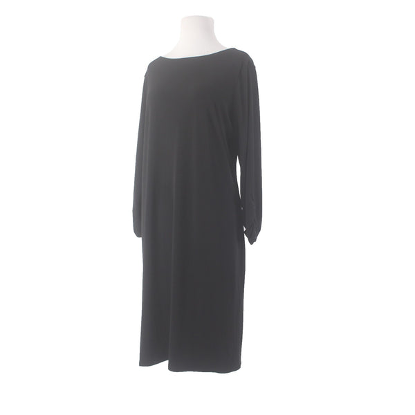 Chicos Dress Sz 2 Black Crepe UnLined Long Sleeve Polyester Spandex Dress