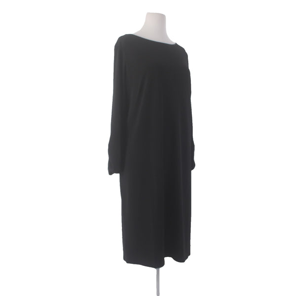 Chicos Dress Sz 2 Black Crepe UnLined Long Sleeve Polyester Spandex Dress