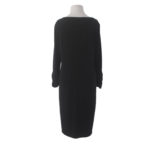Chicos Dress Sz 2 Black Crepe UnLined Long Sleeve Polyester Spandex Dress