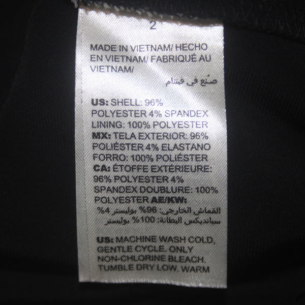 Chicos Dress Sz 2 Black Crepe UnLined Long Sleeve Polyester Spandex Dress