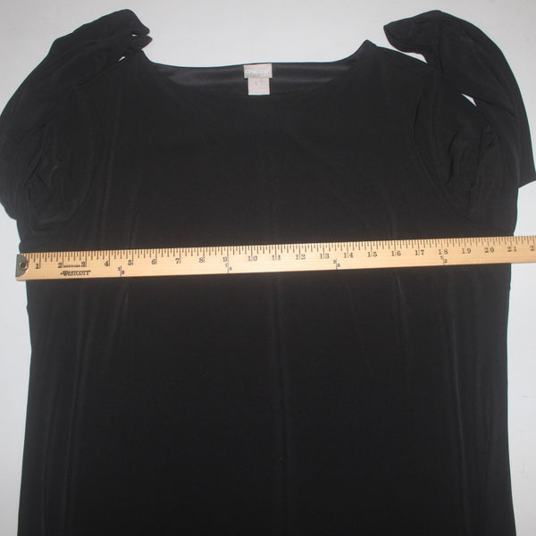 Chicos Dress Sz 2 Black Crepe UnLined Long Sleeve Polyester Spandex Dress