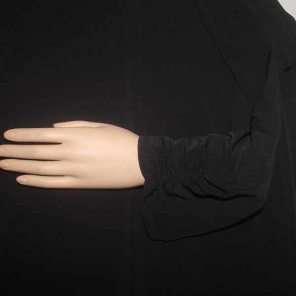 Chicos Dress Sz 2 Black Crepe UnLined Long Sleeve Polyester Spandex Dress