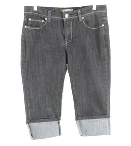 Grandeur Sz 11 x 17 Black Denim Cotton Blend Rhinestone Pocket Capri Jeans