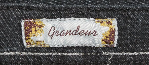 Grandeur Sz 11 x 17 Black Denim Cotton Blend Rhinestone Pocket Capri Jeans