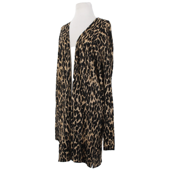 Halogen Cardigan NEW Sz XL Animal Print Open Front Rayon Linen Cardigan Sweater