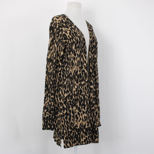 Halogen Cardigan NEW Sz XL Animal Print Open Front Rayon Linen Cardigan Sweater