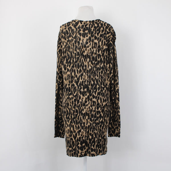 Halogen Cardigan NEW Sz XL Animal Print Open Front Rayon Linen Cardigan Sweater