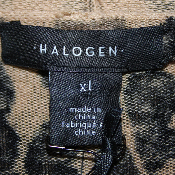 Halogen Cardigan NEW Sz XL Animal Print Open Front Rayon Linen Cardigan Sweater