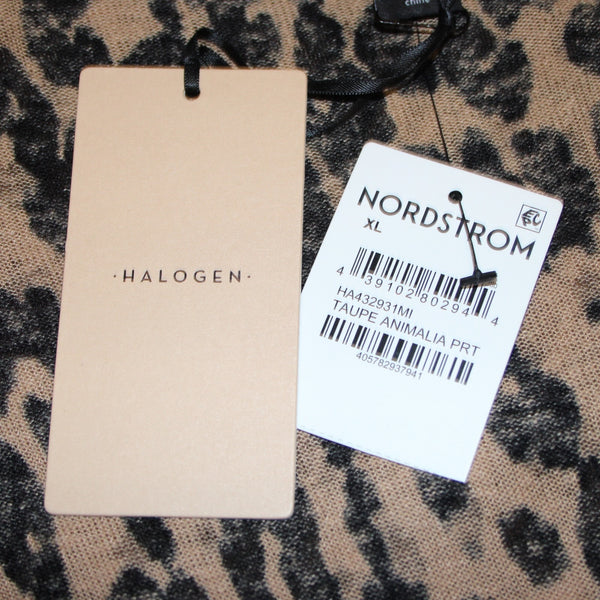 Halogen Cardigan NEW Sz XL Animal Print Open Front Rayon Linen Cardigan Sweater