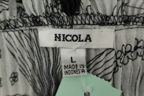 Nicola Sz L Black White Multi Ruffle Micro Pleat Single Tie Polyester Jacket