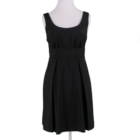 Grass Collection Sz 3 Black Self Tie Double Scoop Pleated Poly Blend Woven Dress