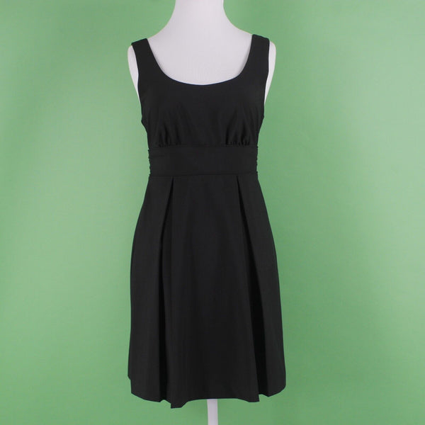 Grass Collection Sz 3 Black Self Tie Double Scoop Pleated Poly Blend Woven Dress