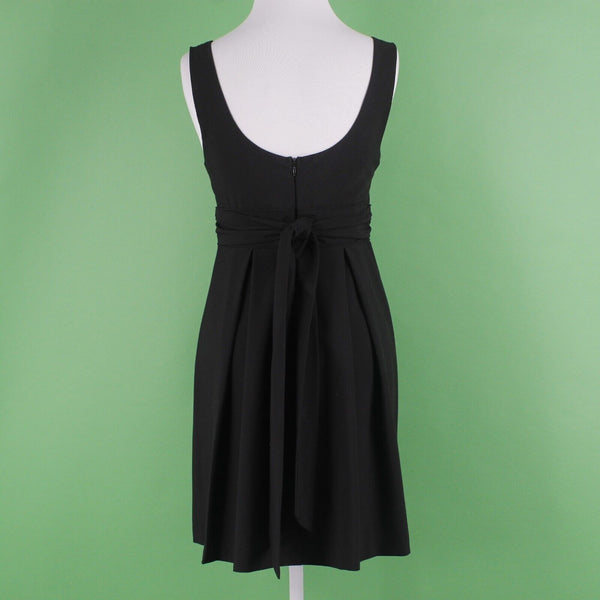 Grass Collection Sz 3 Black Self Tie Double Scoop Pleated Poly Blend Woven Dress