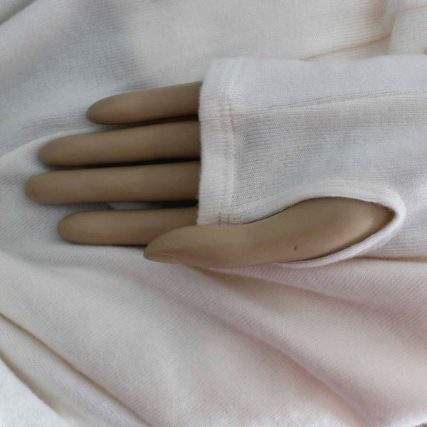 LNA NEW Sz S Ivory Open Cold Elbow Thumbhole Tencel Blend Knit Wrap