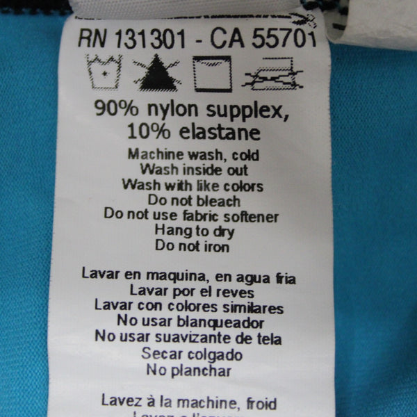 Zumba Sz M Aqua Blue Black Trim Adjustable Gathered Front Bra Active Wear Top