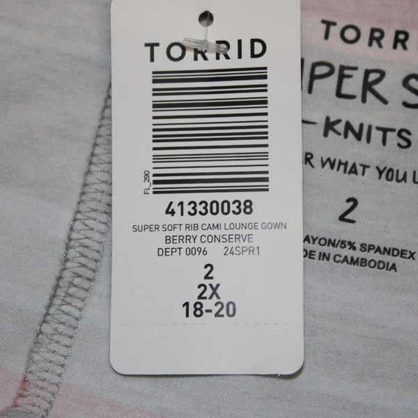 Torrid Top NEW Super Soft Knit Sz 2 Gray Red Multi Color Striped Rayon Top