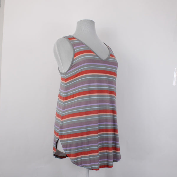 Torrid Top NEW Super Soft Knit Sz 2 Gray Red Multi Color Striped Rayon Top