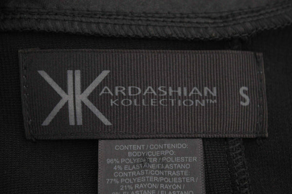 Kardashian NEW $99 Sz S Black Bodycon Faux Leather Trim Poly Blend Dress