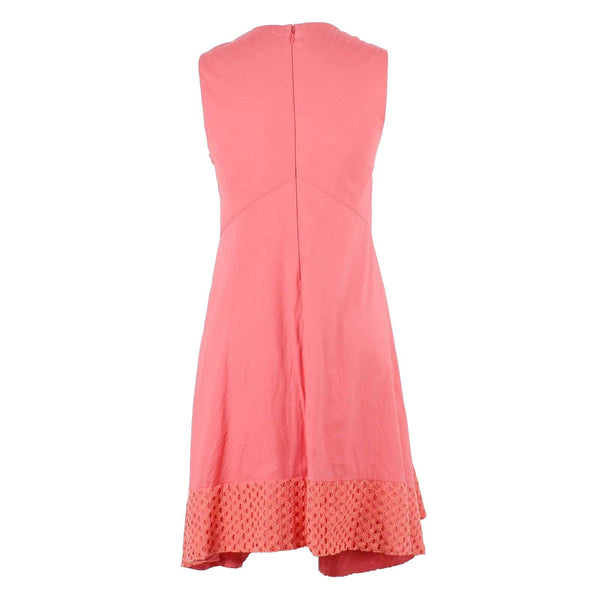 Nanette Lepore Sz 8 Coral Asymmetric Eyelet Hem Back Zip Lined Poly Blend Dress