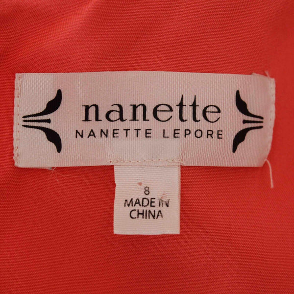 Nanette Lepore Sz 8 Coral Asymmetric Eyelet Hem Back Zip Lined Poly Blend Dress