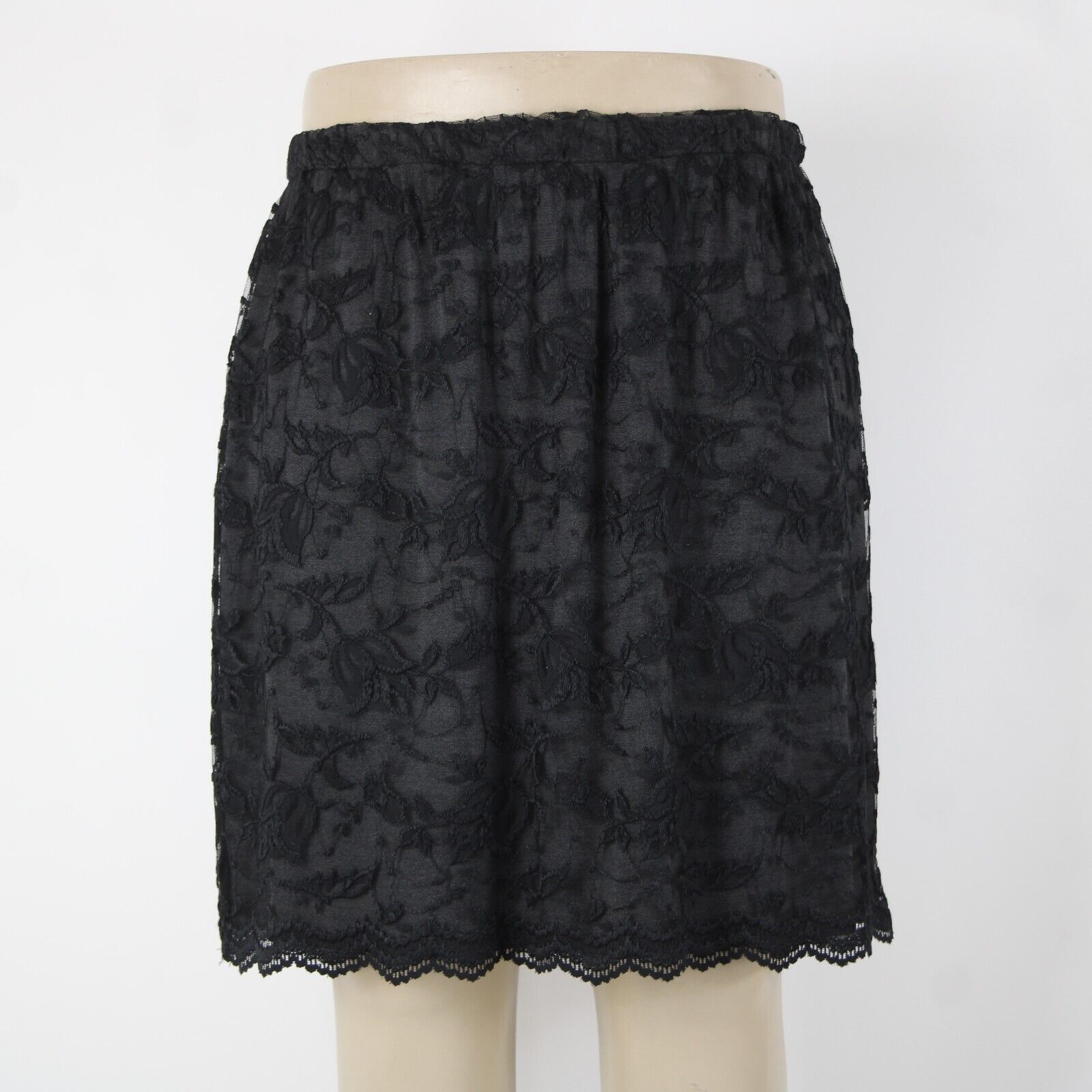 Carole Little Sz 2X Black Lace Lined Elastic Waist Rayon Polyester Short Skirt