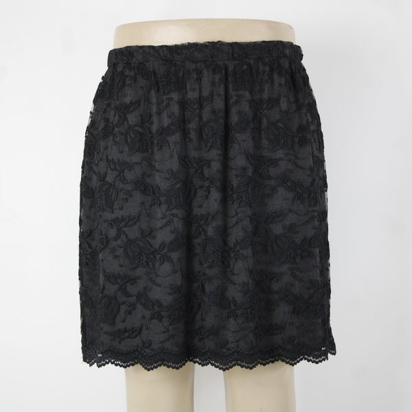 Carole Little Sz 2X Black Lace Lined Elastic Waist Rayon Polyester Short Skirt