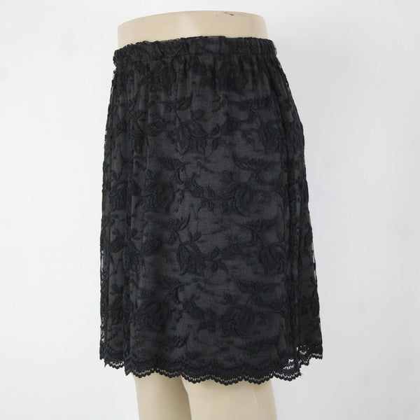Carole Little Sz 2X Black Lace Lined Elastic Waist Rayon Polyester Short Skirt