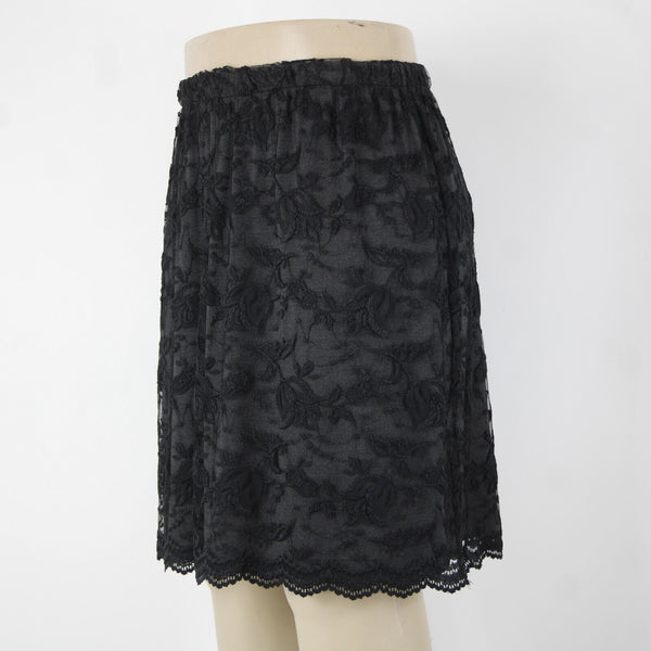 Carole Little Sz 2X Black Lace Lined Elastic Waist Rayon Polyester Short Skirt