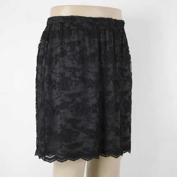 Carole Little Sz 2X Black Lace Lined Elastic Waist Rayon Polyester Short Skirt