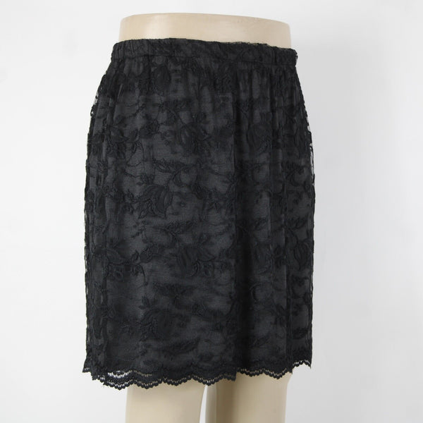 Carole Little Sz 2X Black Lace Lined Elastic Waist Rayon Polyester Short Skirt