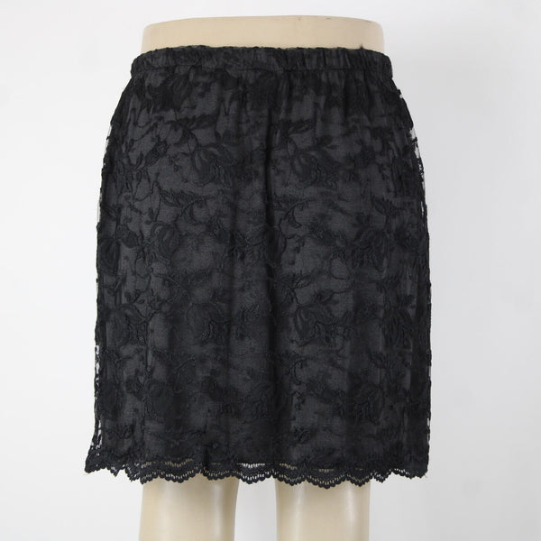 Carole Little Sz 2X Black Lace Lined Elastic Waist Rayon Polyester Short Skirt