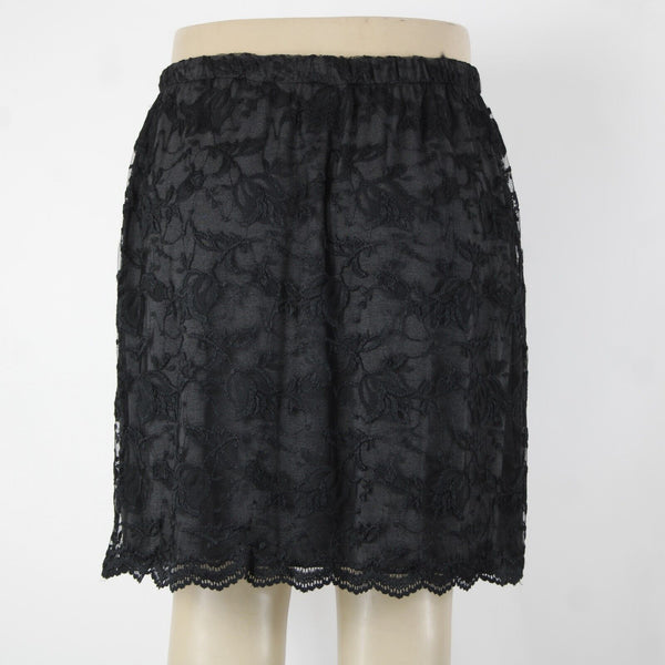 Carole Little Sz 2X Black Lace Lined Elastic Waist Rayon Polyester Short Skirt