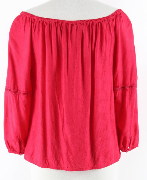 Cupcakes and Cashmere Sz XS Red Rayon Cotton Lace Insert Peasant Boho Top