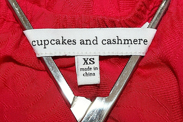 Cupcakes and Cashmere Sz XS Red Rayon Cotton Lace Insert Peasant Boho Top