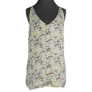 CAbi Sz M Yellow Multi Lined Adjustable Straps 100% Polyester Woven Top