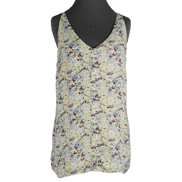 CAbi Sz M Yellow Multi Lined Adjustable Straps 100% Polyester Woven Top