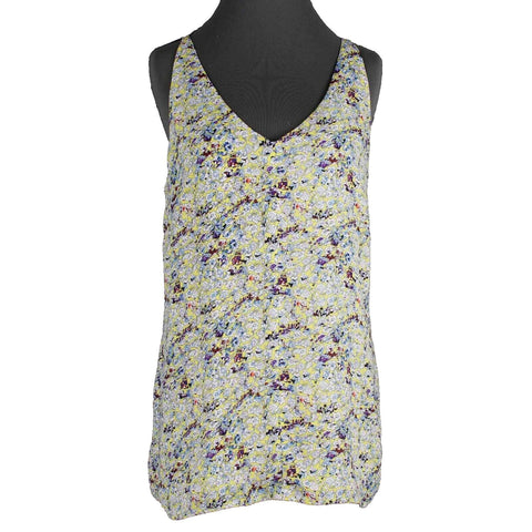 CAbi Sz M Yellow Multi Lined Adjustable Straps 100% Polyester Woven Top