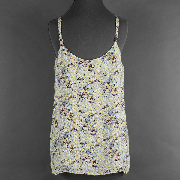 CAbi Sz M Yellow Multi Lined Adjustable Straps 100% Polyester Woven Top