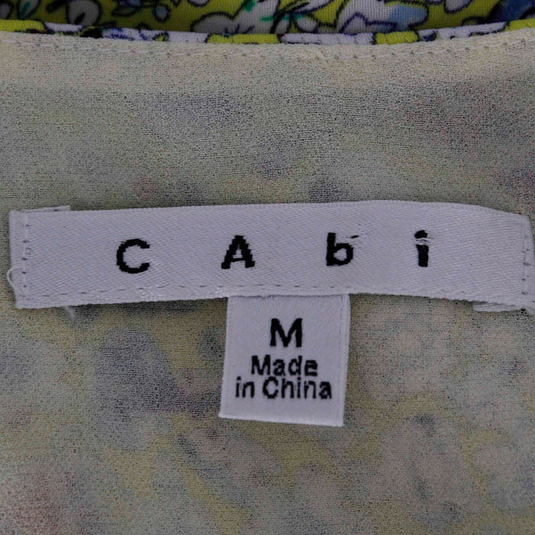 CAbi Sz M Yellow Multi Lined Adjustable Straps 100% Polyester Woven Top