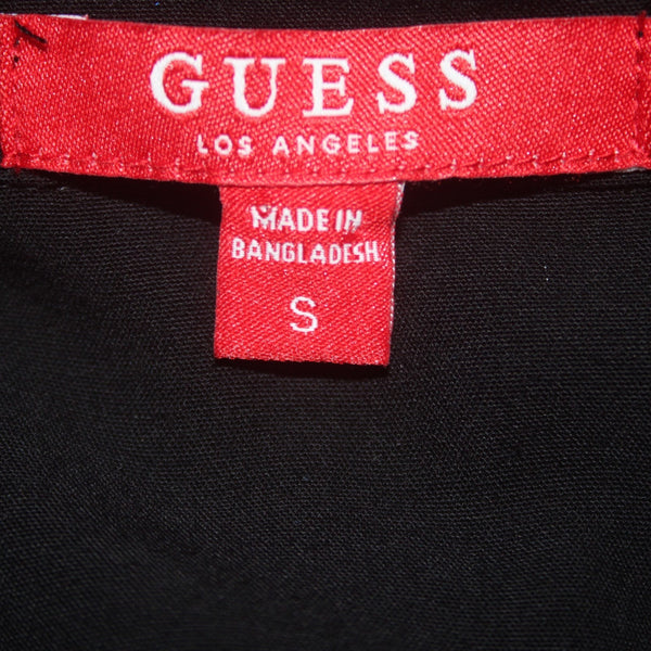 Guess Dress Sz S Black Gold Hardware Belted Chain Full Zip 100% Viscose Dress