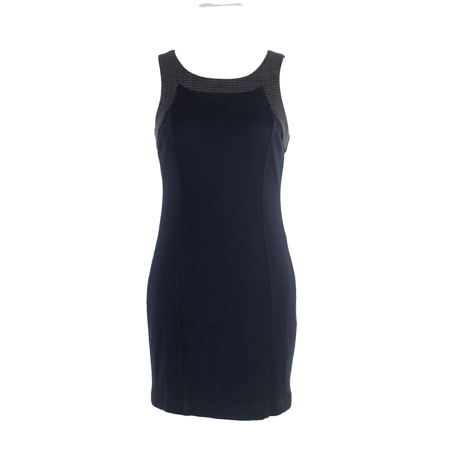 Banana Republic Sz 2P Navy Blue White Lined Rayon Blend Sheath Knit Dress