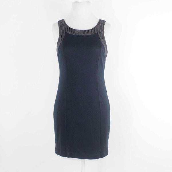 Banana Republic Sz 2P Navy Blue White Lined Rayon Blend Sheath Knit Dress