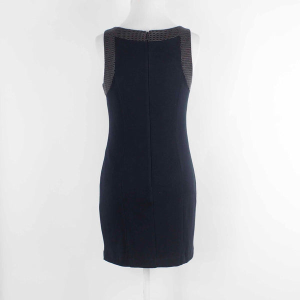 Banana Republic Sz 2P Navy Blue White Lined Rayon Blend Sheath Knit Dress