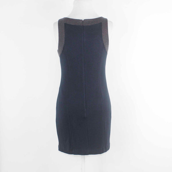 Banana Republic Sz 2P Navy Blue White Lined Rayon Blend Sheath Knit Dress