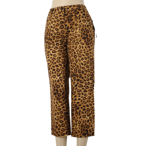 Jones New York NEW $74 Sz 8P Tan Brown Animal Print Cotton Blend Unlined Pant