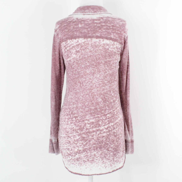Soft Surroundings Sz PS Rose Pink Multi Hi Lo Button Up Poly Knit Blend Top